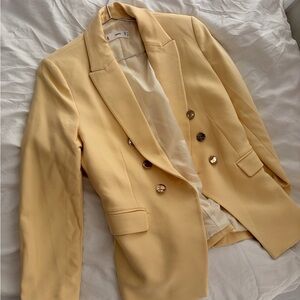 MANGO Yellow Double Breasted Blazer
